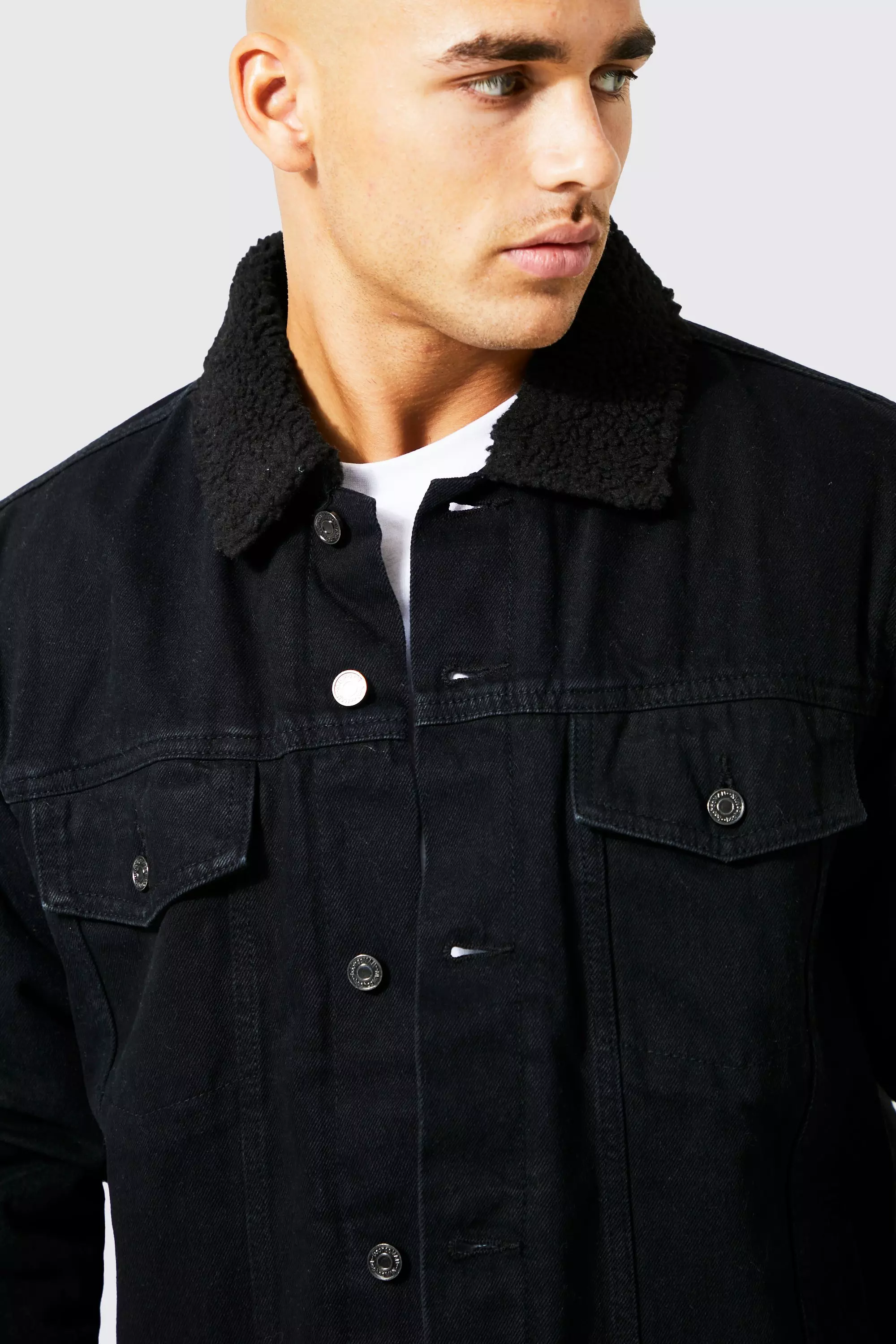 Fully borg lined sale denim jacket mens